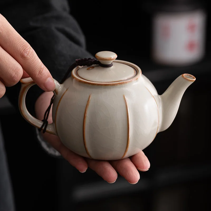 

PINNY 260ML Ru Kiln Ceramic Teapot Retro Traditional Chinese Tea Pot Heat Resistant Kung Fu Drinkware Cracking Process