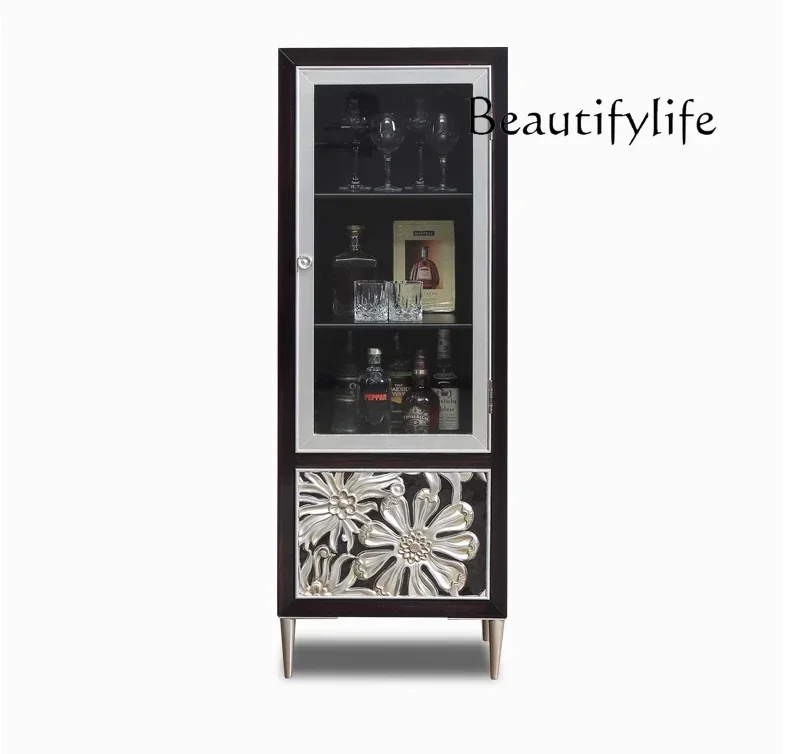 

1Light luxury wine cabinet, living room against the wall, dining side cabinet, solid wood red wine cabinet