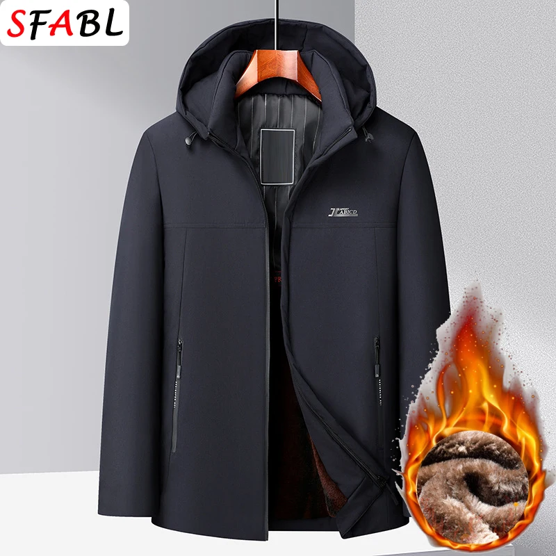 

New Hooded Ski Parka Winter Jackets for Men's Winter Coats Warm Fleece Lining Men's Winter Jacket Hooded Overcoat With Pockets