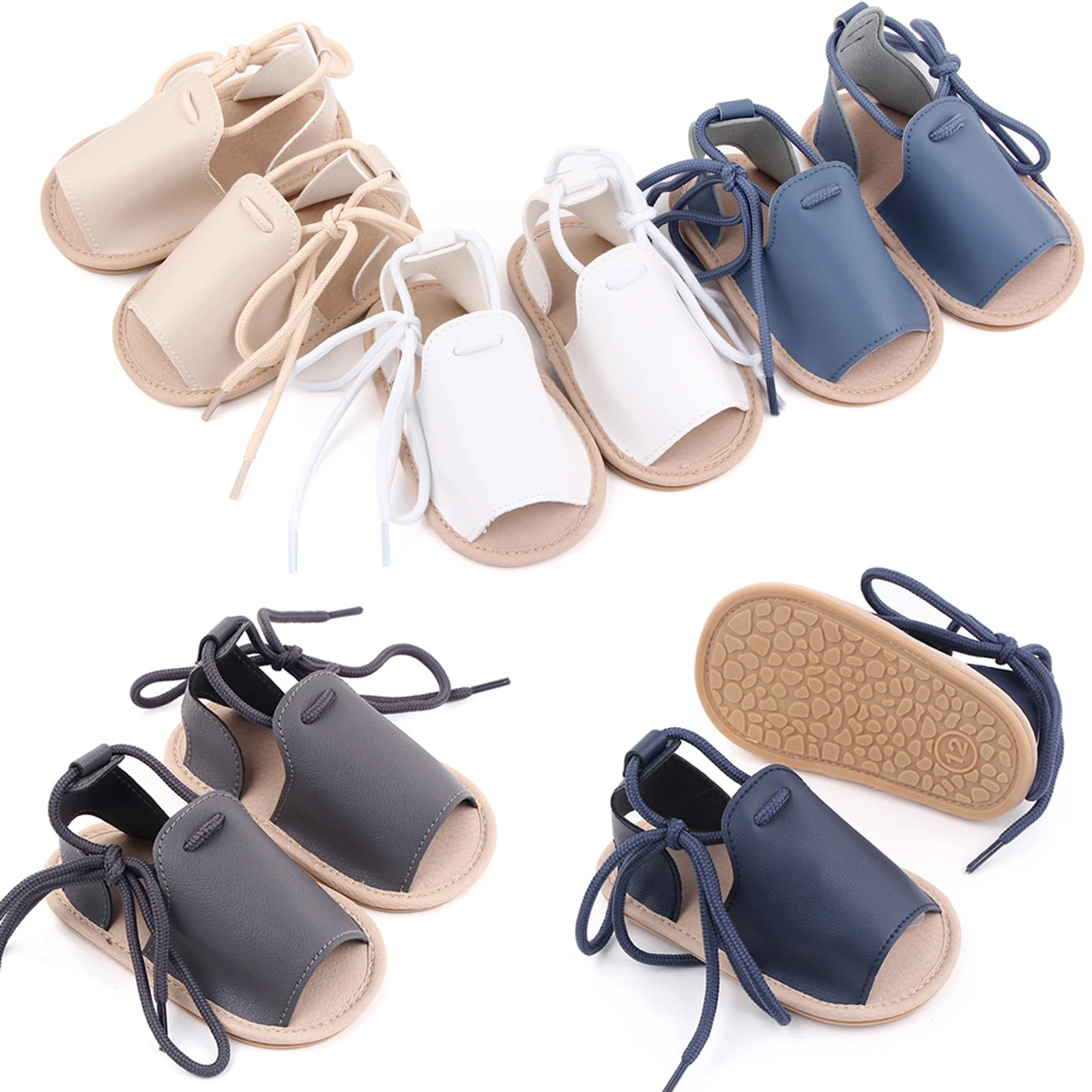 Baby Girl Boy Summer Sandals Anti-slip Soft Rubber Sole Solid Color Strappy Shoes for Outdoor School Party