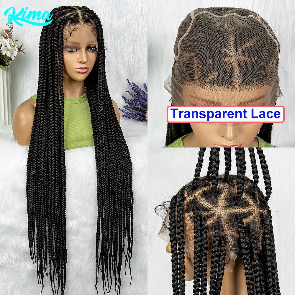 

KIMA Synthetic Transparent HD Full Lace Braided Wigs Ginger Color Crochet Braid Braiding Hair Knotless Box Cornrow Braids Wig