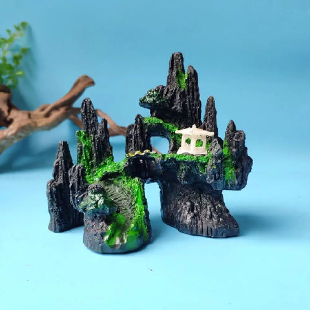 Fish Tank Landscaping Resin Ornament Realistic Mountain Bridge Decoration Aquarium Shelter Cave For Freshwater Fish Tanks