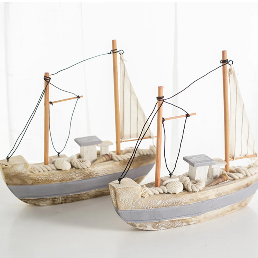 

1Pcs Wooden Sailboat Ornament Mediterranean Style Small Decoration for Office Car Bedroom Table Relaxing Gift Adornment