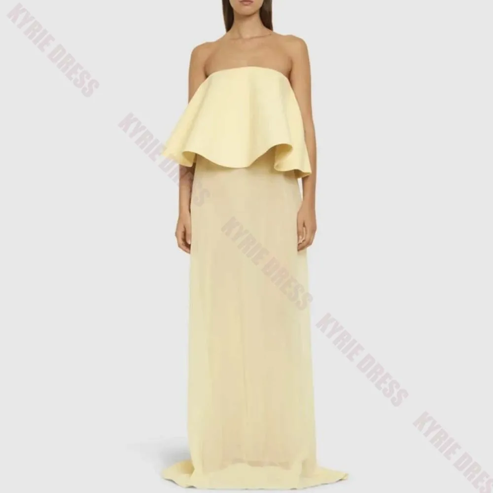 Vestidos de Noche Modernos y Formales Personalizados, Sin Tirantes, con Volantes, Espalda Descubierta, para Mujer, Vestido de Invitada de Boda, Largo Hasta el Suelo, para Fiesta de Graduación