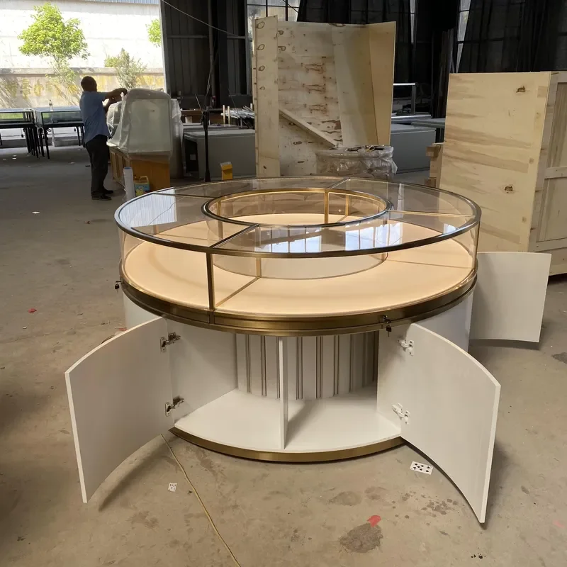 Oval & Round Stainless Steel Jewelry Display Rack Store Showcase for Glass Jewellery Shop Furniture