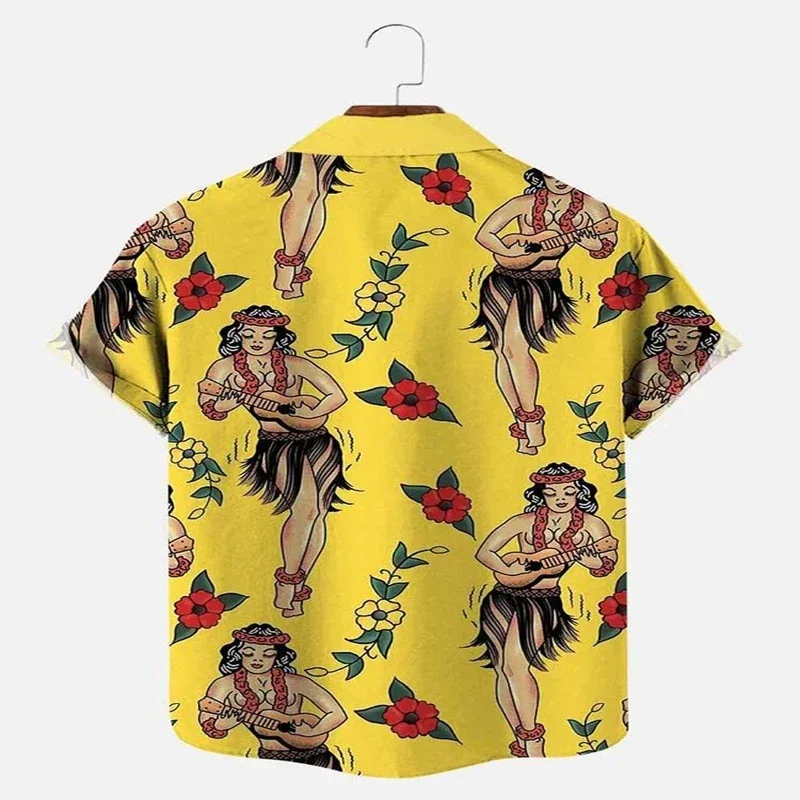 Aloha Girl Print Hawaiian Shirt 3D Printed Hawaiian Shirt for Men and Women Casual Shirt Unisex