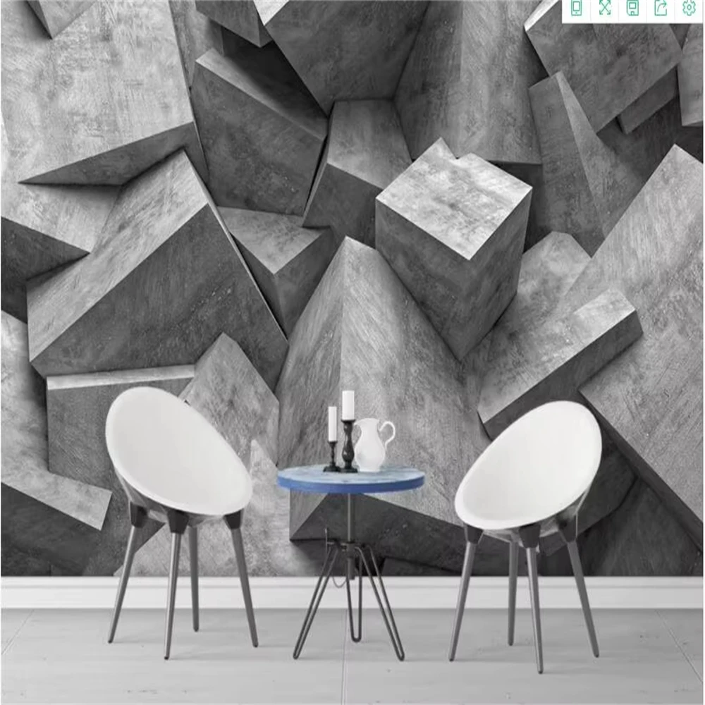 Custom geometric figure Wallpaper Mural Living Room Bedroom Wall Paper European industrial wind gray cement background Stickers