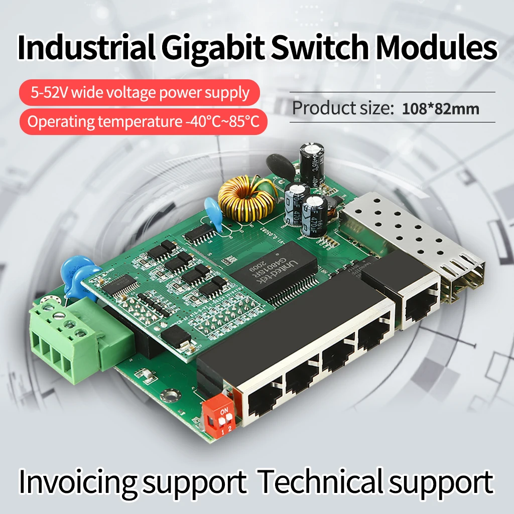 

Industrial-grade Gigabit optical switch vlan isolation 3/4/5/ 6-port national standard poe power supply motherboard dual power s