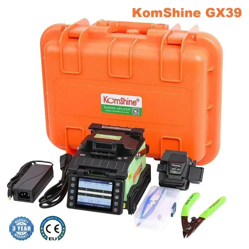 DHL UPS FedEx Komshine GX39 Mulit-Language Fusion Splicer FTTx V-groove Core Alignment Single Fiber Optic Splicing Machine