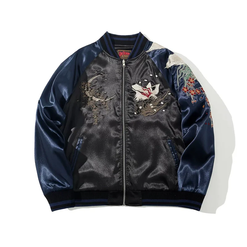 Harajuku Streetwear Baseball Jackets For Man Heavy Embroidery Autumn High Quality Stand Collar Zipper Coat Chamarras Para Hombre