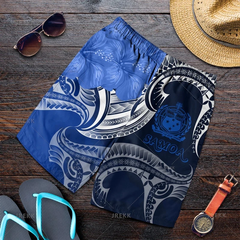 New Vintage 3D Samoa Emblem Printed Beach Shorts Fashion Streetwear Board Shorts Unisex Cool Swimming Shorts Men Swimming Trunks