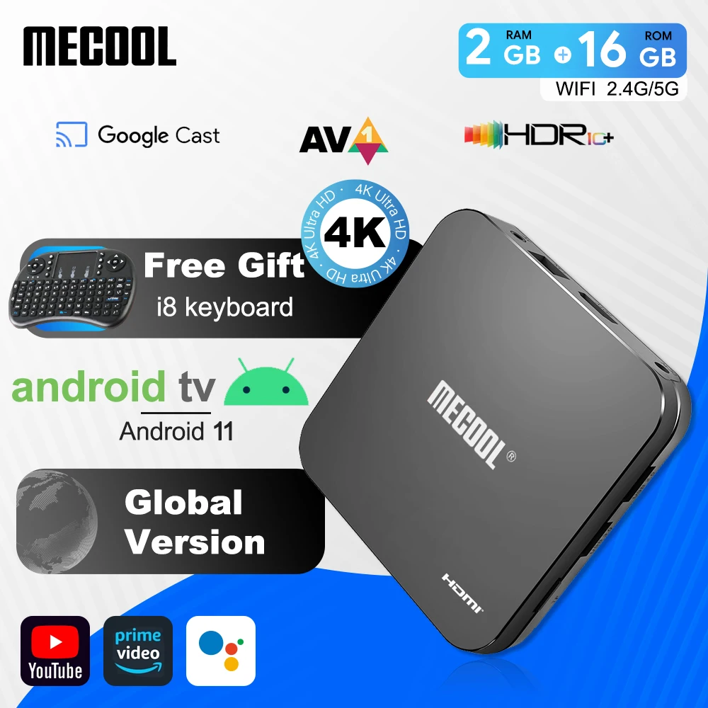 MECOOL Android TV Box KM9 Pro With Google Certified Google Voice Control 4K Video 2+16G 2.4G/5G WIFI 100M Internet Media Player