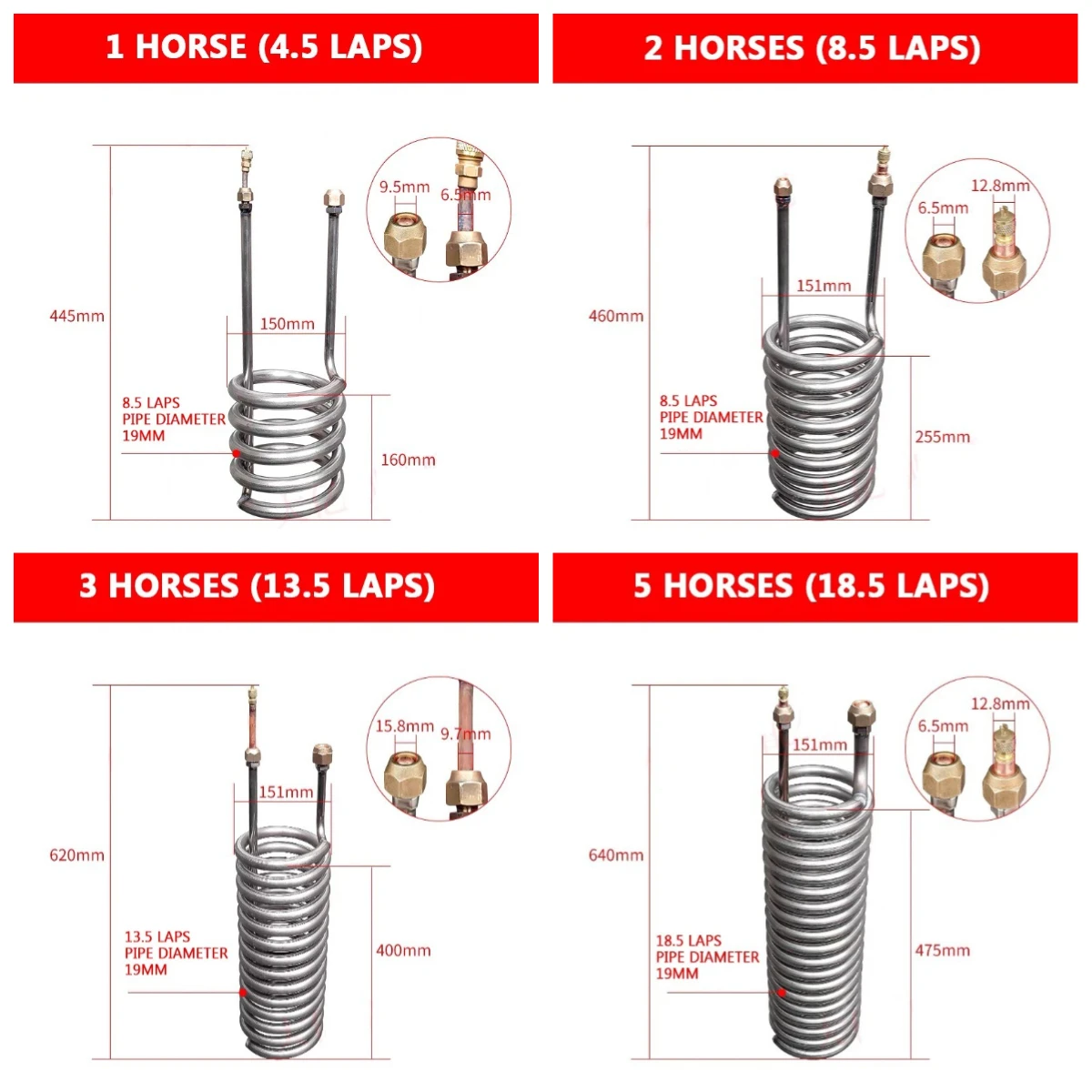 Straight Tube Evaporator, 1/1.5/2/3/5Horsepower Heat Exchanger for Seafood Fish Tank Cooling