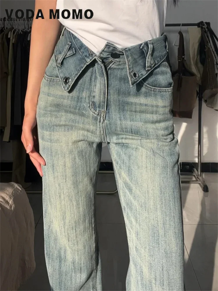 

2024 Spring Autumn Womens Jeans High Waist Vintage Baggy Denim Pants Streetwear American Style Fashion Wide Leg Denim Trouser