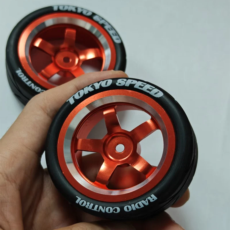 

4PCS 65mm RC Car Wheels & Tires, 12mm Hex Blue Rims, Durable Rubber, Fit 1/10 1/12 1/14 Scale, Compatible WLtoys 144001, Racing