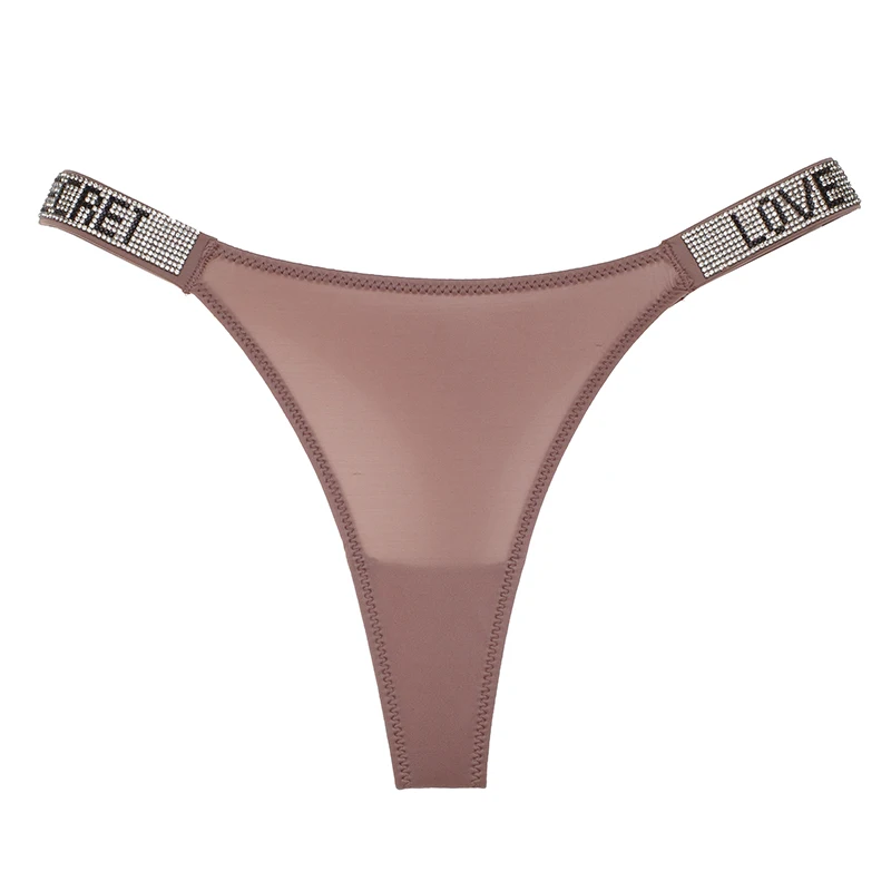 Culotte Sexy femmes tongs strass lettre diamants string sport string taille basse Shorts slips t-back Fitness S-XL