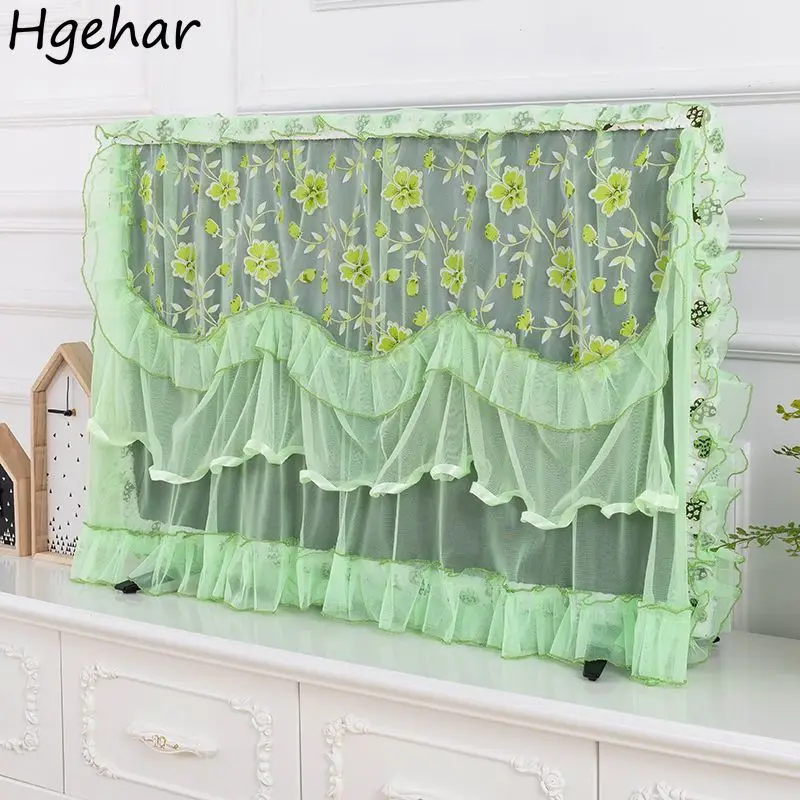 Household LCD TV Dust-proof Covers Floral Lace Breathable Protector Decorative Dust Cover Computer Universal  Portable Durable