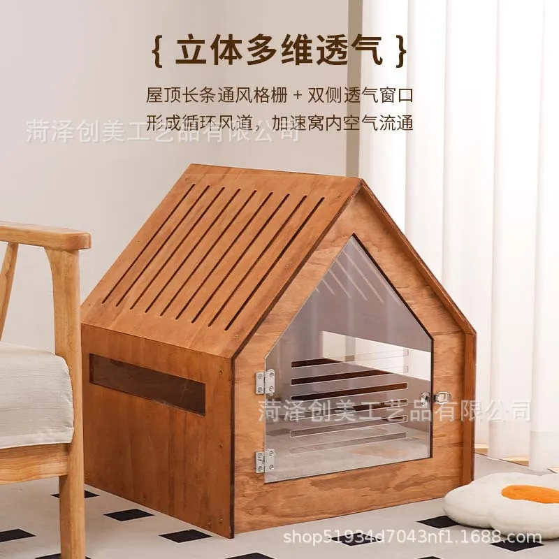 In Stock Wooden Cat House, Breathable Cat Villa All-Season Pet Nest Home Decor