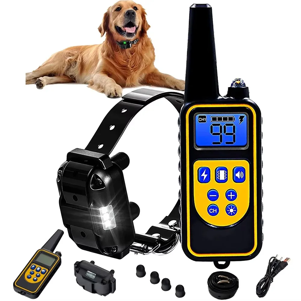 All Size Dogs Electric Dog Training Collar Waterproof Dog Bark Collar Pet With Remote Control Rechargeable Anti Barking Device