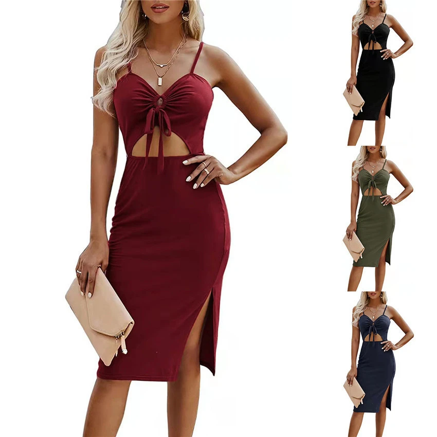 

Dresses for Women 2022 Summer Dress New Temperament Women's Sexy Hollow Suspender Dress