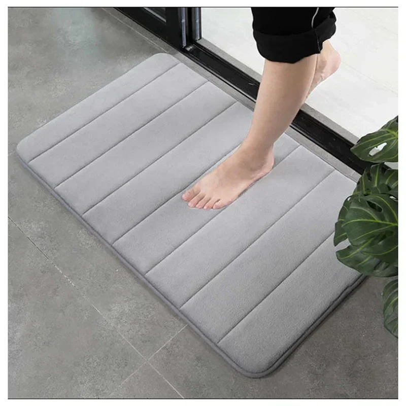 50*80cm Home Bath Mat Coral Fleece Bathroom Carpet Water Absorption Non-slip Memory Foam Absorbent Washable Rug Toilet Floor Mat