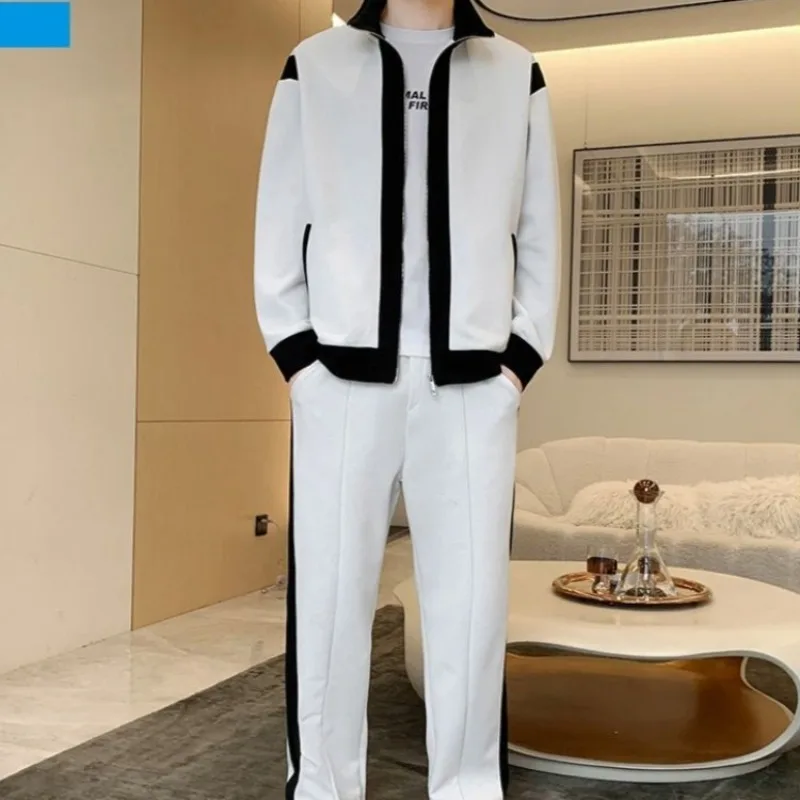 

Men's Trendy Fashion Color Block Sports Suit Cool Street Style Casual Jacket Sweatpants Set Spring Autumn New