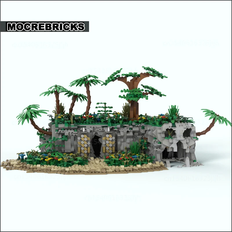 Famous Film The Island MOC Building Blocks Beach Travel Technology Bricks Assembly Model Sets Creative Collection Toys Children