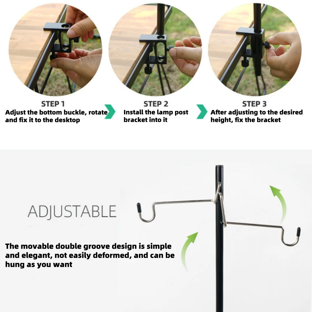 Camping Lantern Bracket, Tabletop Aluminum Alloy Detachable Lantern Hangers Portable Lighting Rack ﻿