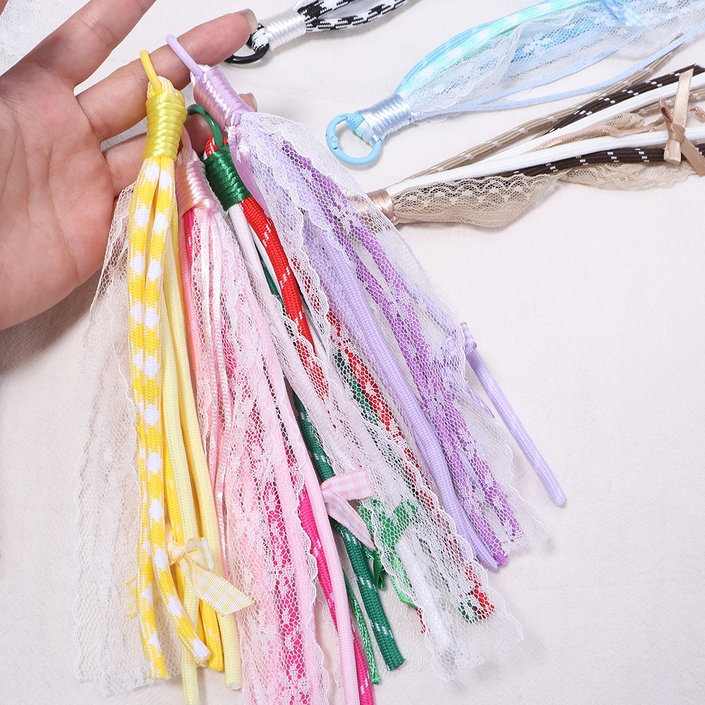 Lace Braided Lanyard Keychain with Bow Pendant