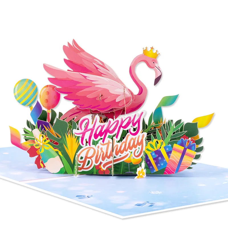 

2Pcs New 3D Pop-Up Greeting Cards, Birthday Cake Greeting Cards, Flamingo Birthday Greeting Cards