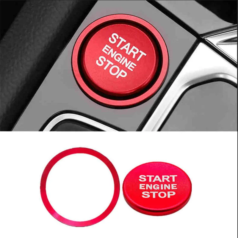 2Pcs Car Engine Start Stop Button Ring Cover One Click Start Button Sticker for Volkswagen Golf 7 Jetta MK7 Tiguan Passat