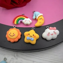10PCS Kawaii Sun Moon Star Rainbow Cloud Resin Pendant Fashion Dangle DIY Necklace Earrings Bracelet Keychain Accessories S72