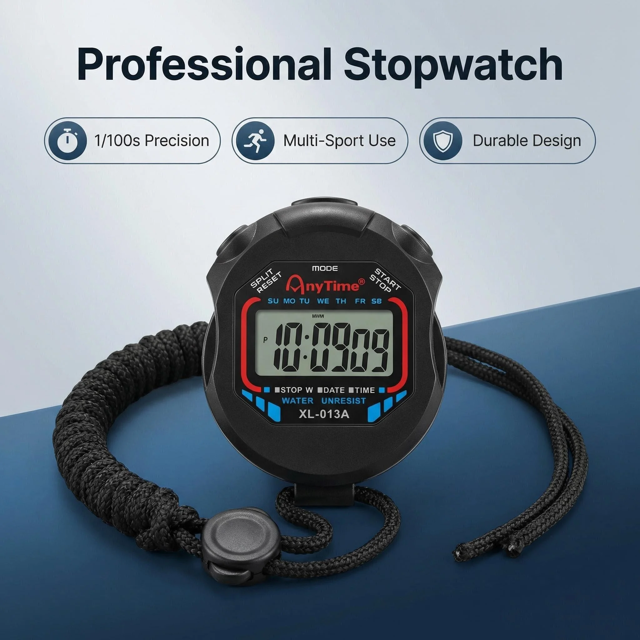 Digital Stopwatch Handheld Sports Timer Waterproof Multifunctional Stop Watch for Running Swimming Hiking Outdoor Competition