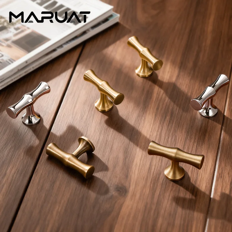 Brass Kitchen Handles Cabinet Handles Cabinet Knob Drawer Knobs Shoe Wardrobe Pulls and Bamboo Shape Handles for Furniture