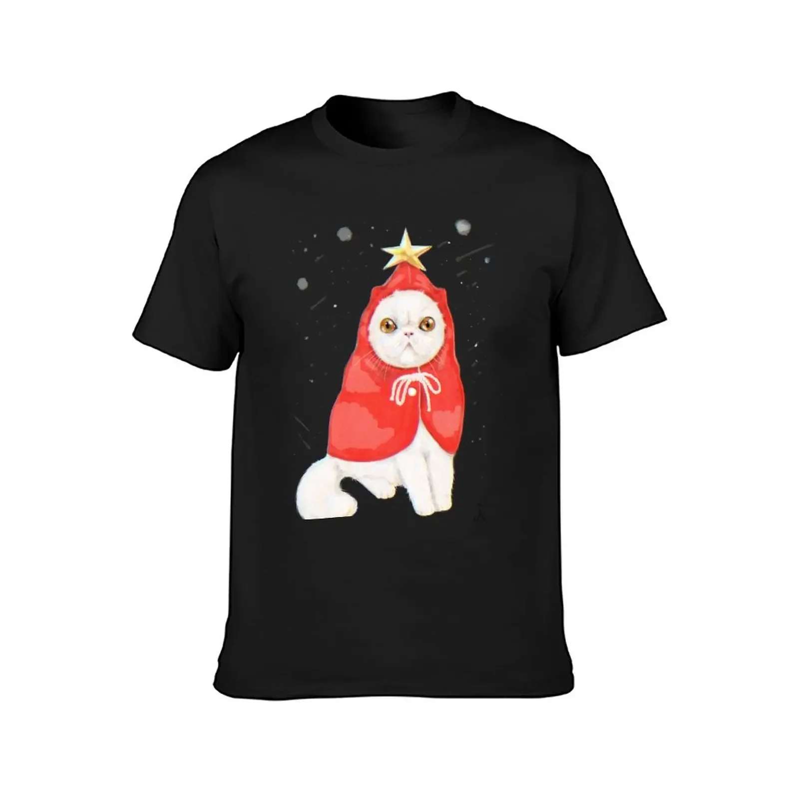 Christmas cat T-Shirt man t shirt vintage anime shirt plus sizes mens tall t shirts