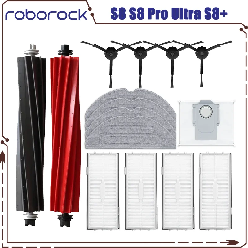 

Roborock S8 S8 Pro Ultra S8+ Spare Parts DuoRoller Main Side Brushes Mop Cloths HEPA Filters Dust Bags Accessories