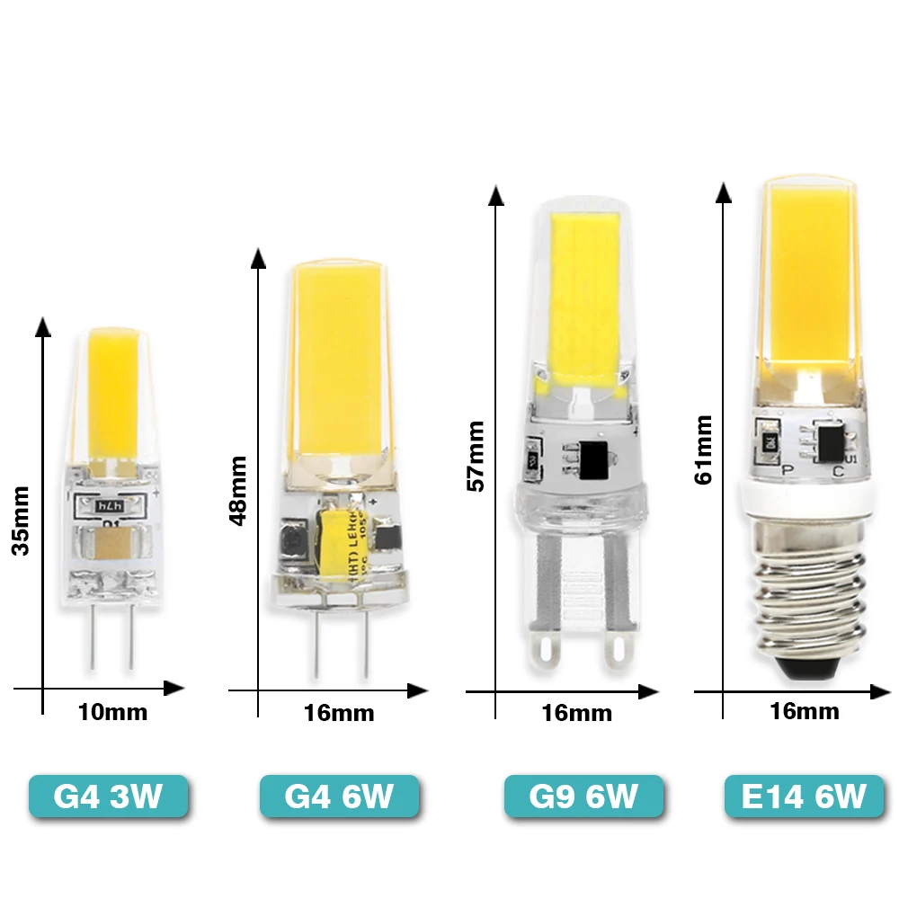 10Pcs/lot E14 G4 G9 LED Light Bulb 12V 220V AC/DC 3W 6W COB LED Lamp For Spotlight Chandelier Lighting Replace 30W 60W Halogen