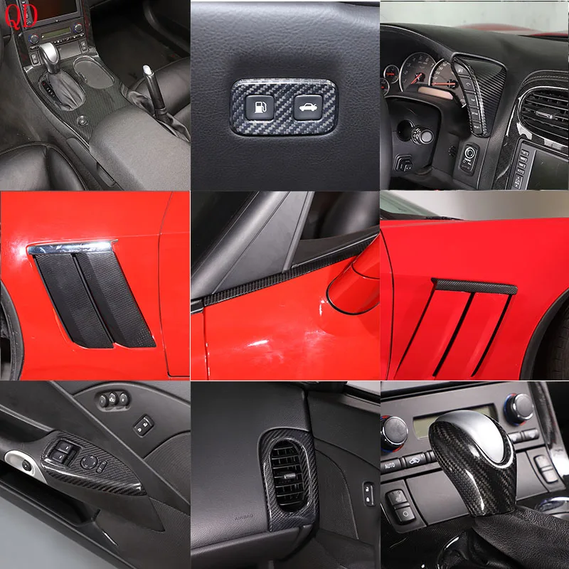 Car kit For Chevrolet Corvette C6 2005-2013 Real Carbon Fiber car dashboard center console gear panel decorative cover sticker