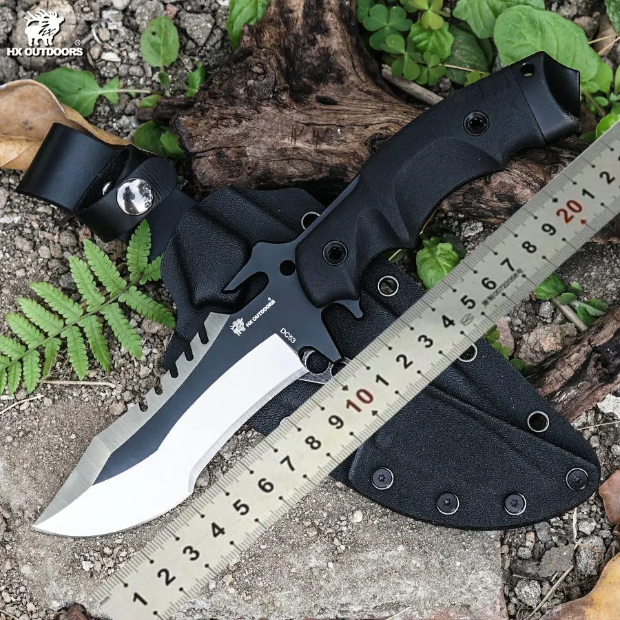 Hx Outdoors DC53 Survival Tactical Knife,Hunting Knives,FullTang Rescue Knife ,Camping Tool 61Hrc G10 Handle Kydex Dropshipping