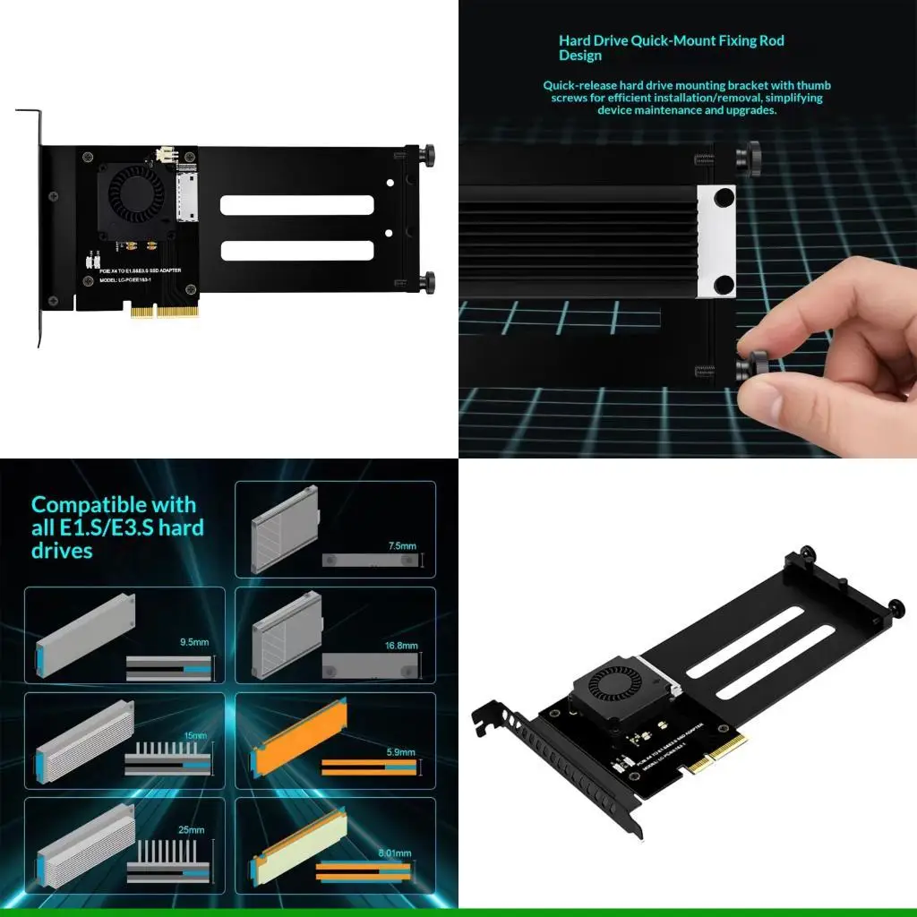 

U55C Быстрая замена платы адаптера PCIe 5.0 на E1S, включая вентилятор Actives, для стабильной работы