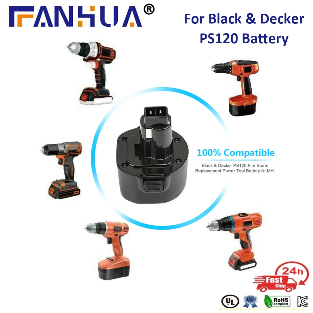 

9.6V 3600mAh New Battery For Black Decker PS120 Rechargeable NI-MH Battery Replacement PS120 PS310 PS3350 CD9600 CD9602K Battery