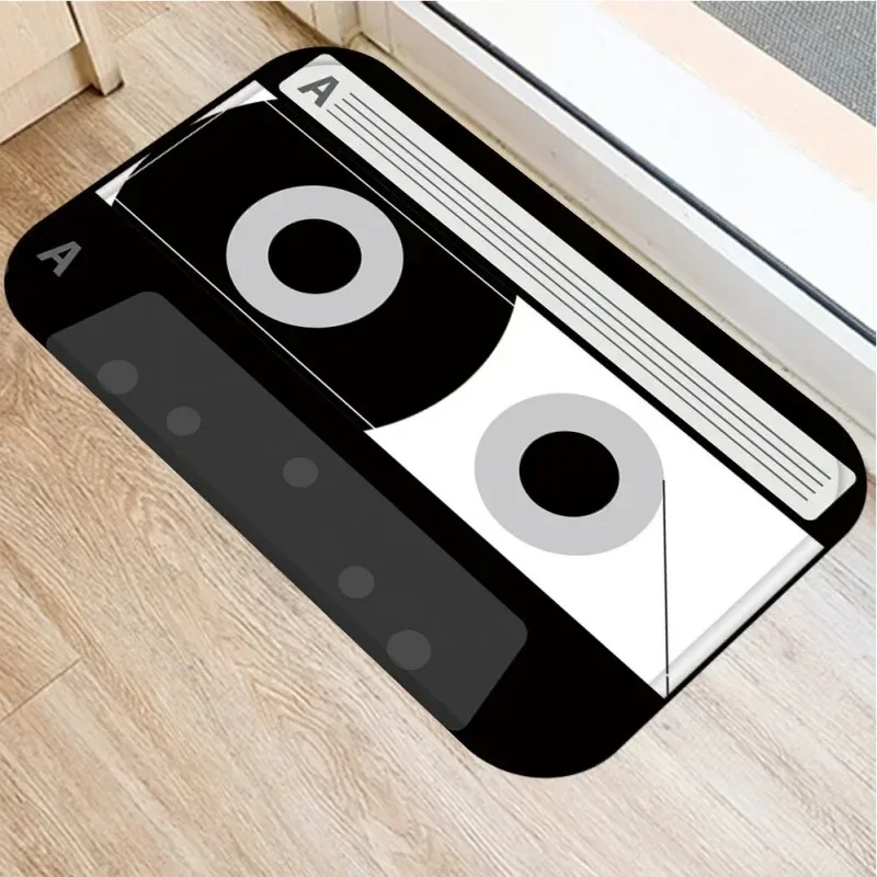 Retro Mixtape Cassette Tape Door Mat Non-slip Washable Floor Mat for Entryway Living Room Home Decor 80s Vintage Audio Floor Mat