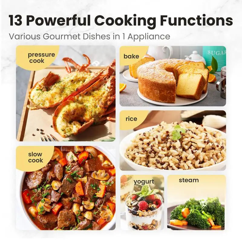 COMFEE’ 9-in-1 Electric Pressure Cooker Olla de Presion 6QT Slow Rice Cooker 14 Presets Instant Multi Cooker