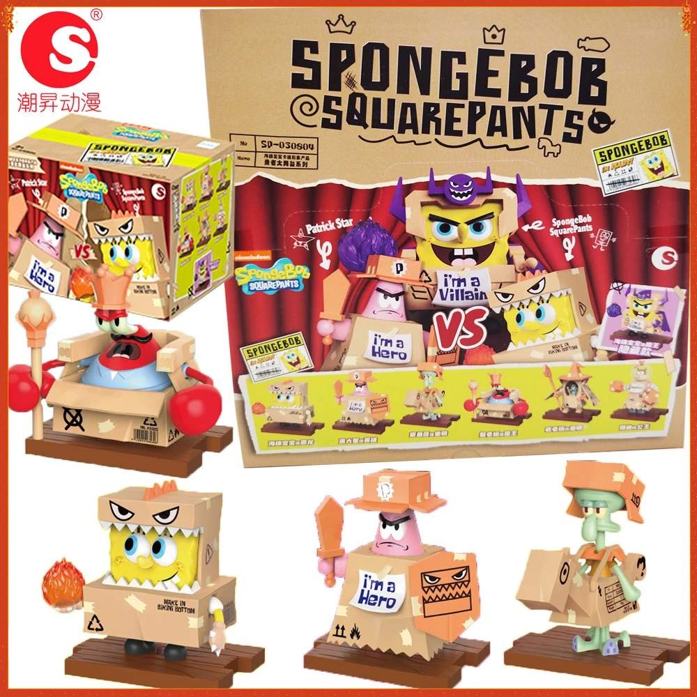 

Genuine SpongeBob SquarePants Blind Box Brave Stage Series Classic Anime Figures Fashion Trend Toy Model Desktop Display Gifts