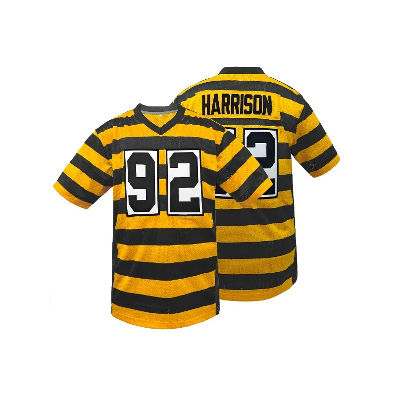 

Men's Football Jersey Pittsburgh#92 #90 #14#43 Embroidered Mesh Rugby Jersey Breathable Short Sleeve T-Shirt Men Clothing