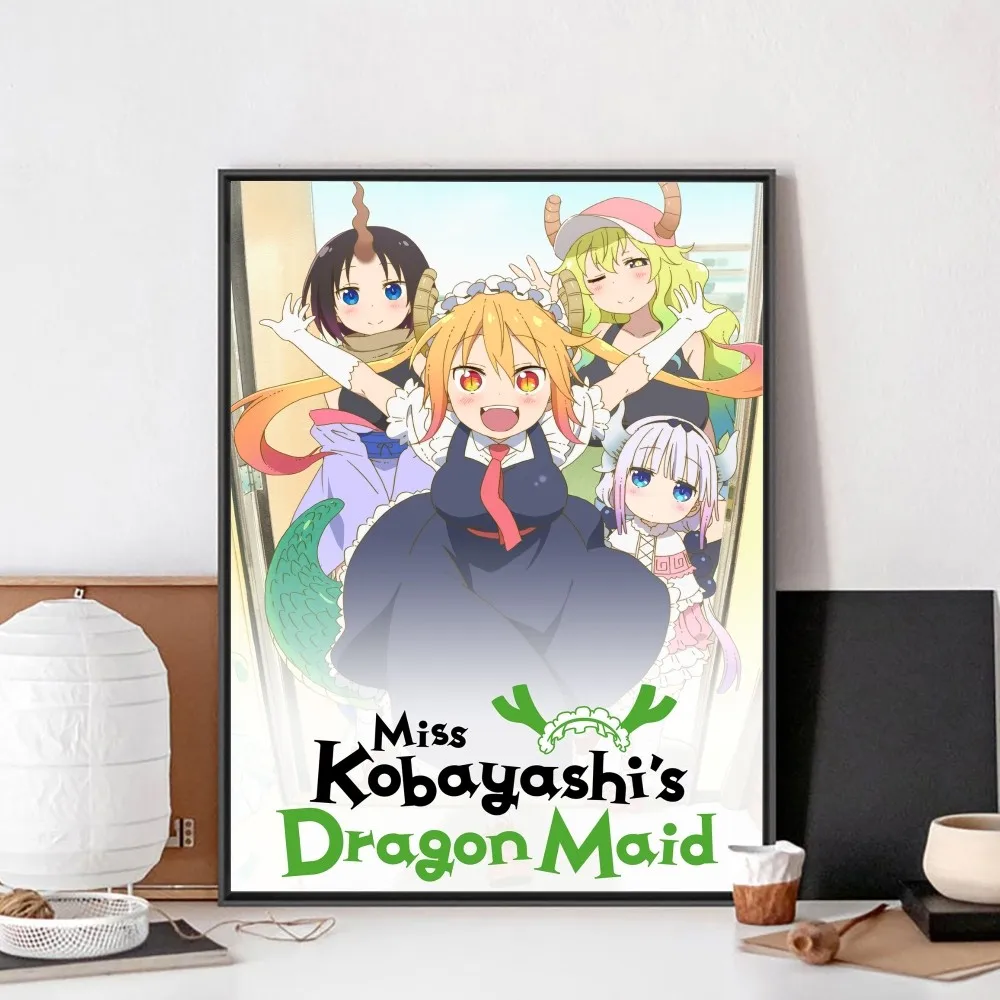 Miss Kobayashis Dragon Maid Poster No Framed Poster Kraft Club Bar Paper Vintage Poster Wall Art Painting Bedroom Study Stickers