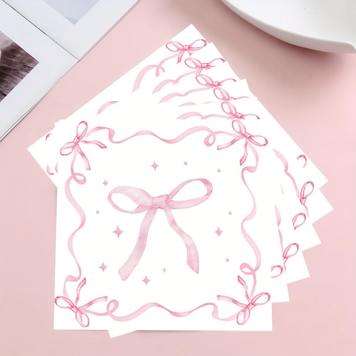 Pink Bow Birthday Napkins, Coquette Theme Party Decor, Birthday Party Supplies for Girls Birthday Party Decoration