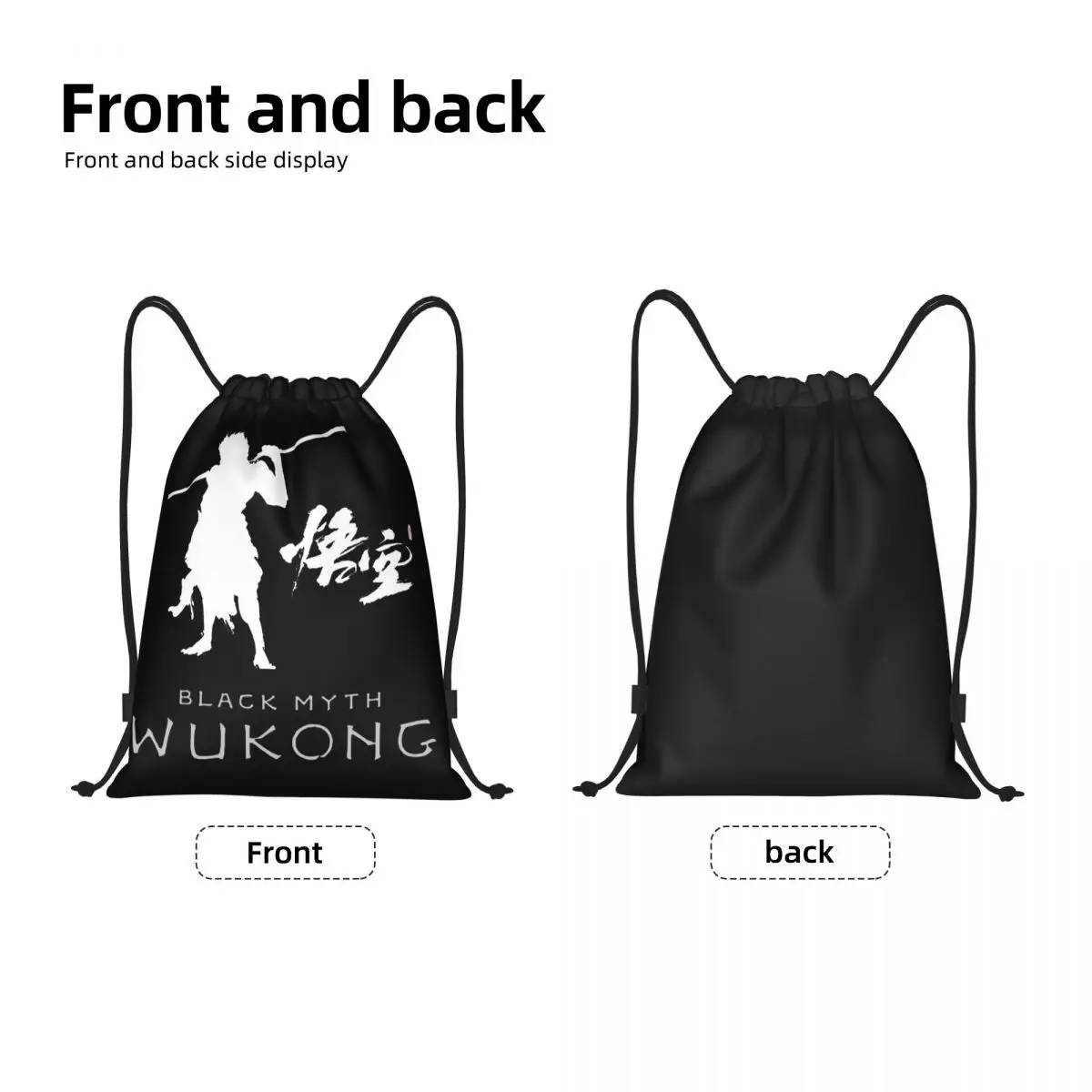 Custom Monkey King Wukong Myth And Folklore Drawstring Bags Men Lightweight Video Game Lover Gaming Sports Gym Storage Backpack