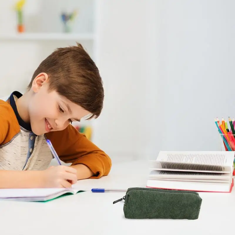 Ретро вельветовая однотонная сумка для ручек, студенческий пенал, коробка для карандашей, женские косметички, косметичка, сумка для хранения ключей, помады