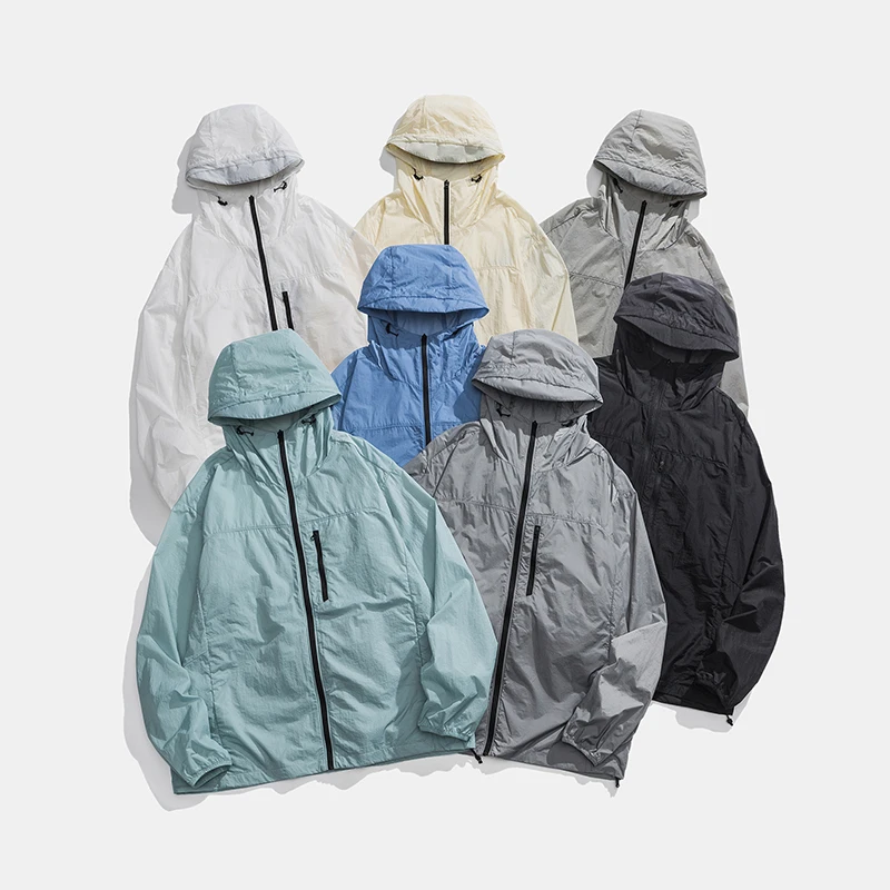 Breathable Coat Men Summer Sunscreen Jackets Comfortable Windproof Outdoor Hooded Windbreaker Sport Couple Fashion Streetwear